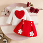 0-3Y Baby Girl Outfit Set 2pcs Puffy Sleeve Heart Shape Top and Corduroy Skirts Valentines Day Sweet Toddler Kids Clothes Girls