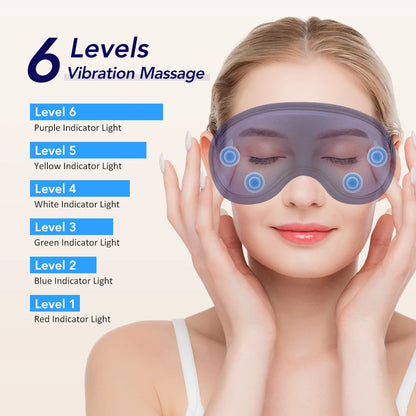 New Heated Eye Mask with 5-Level Hot Compress 6 Vibration Modes 3D Massage Sleep Shading Warm Mask Eye Compress for Relaxation
