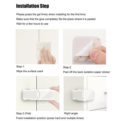 White Drawer Lock Baby Safety Protection Double Use Right Angle Cabinet Door Locks Kids Protector Multi-Function Plastic Buckle