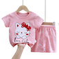 Summer Casual Baby Set Dinosaur Style Stripe T-shirt+Shorts 2Pcs Clothes for Boys Girls Soft Cotton Infant Outfit