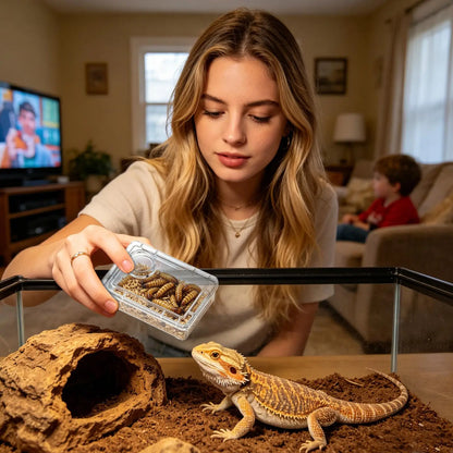 Safe Escape Proof Compartment Reptile Food Dish for Leopard Gecko Hermit Crab Frog Spider Chameleon Iguana Lizard Tarantula
