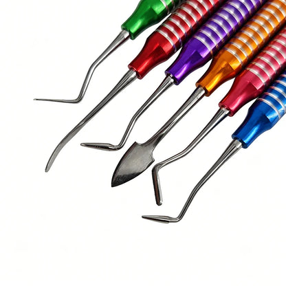 6pcs/set Dental Composite Resin Filling Spatula Titanium Plated Head Resin Filler Thick Handle Dentistry Instrument Material