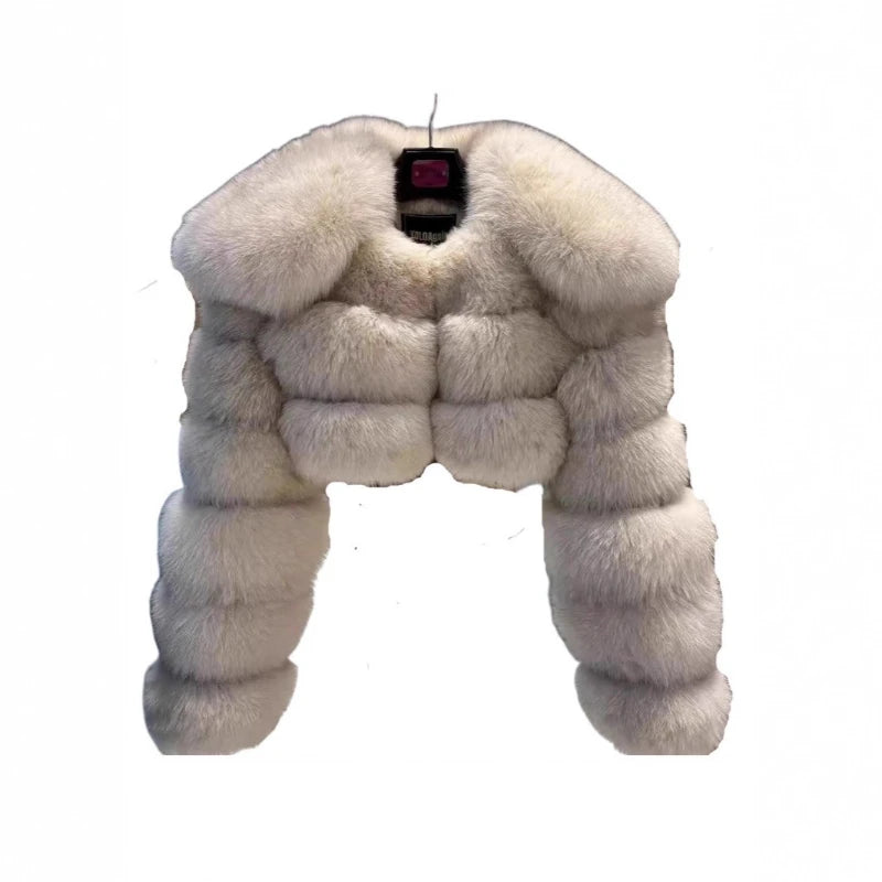 Short Coat Women Faux Fur Fox Coats Jackets Turn Down Collar Coat Thick Y2k Streetwear Jacket Work Outerwear Autumn Winter 2025