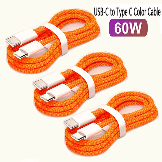 1-3 VNT 60W C tipo į C tipo ypač greito įkrovimo laidas duomenų perdavimui, skirtas telefonams 15 16 Huawei OPPO vivo IQoo greito įkrovimo USB C laidai