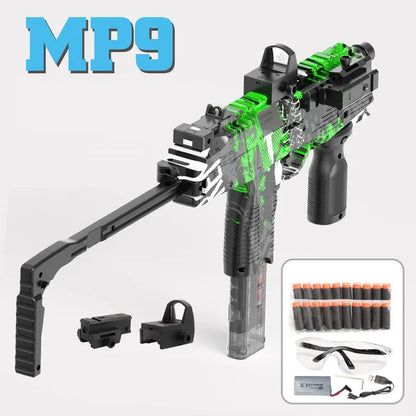 MP9 Toy Gun Electric Foam Dart Blaster Soft Bullet Submachine Gun Automatic Shooting Toys for Adults Teens Outdoor Battle Games