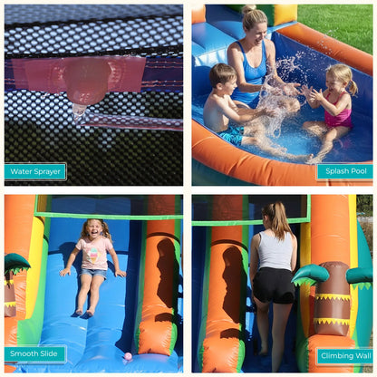 Hot sell 6.4M 100% PVC Commercial Inflatable Bounce House Water Slide With 950W Blower for Kids and Adults Children's Playground