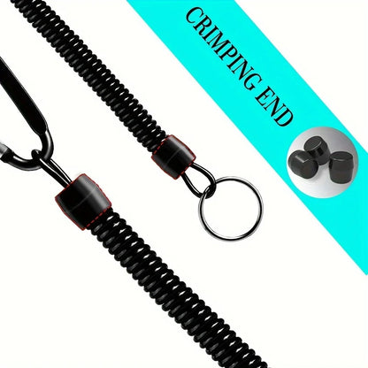 3P Spring Coil Keychains,Retractable Wrist Strap Safety Rope,8.46" To 47" Extendable,with Carabiner and Ring