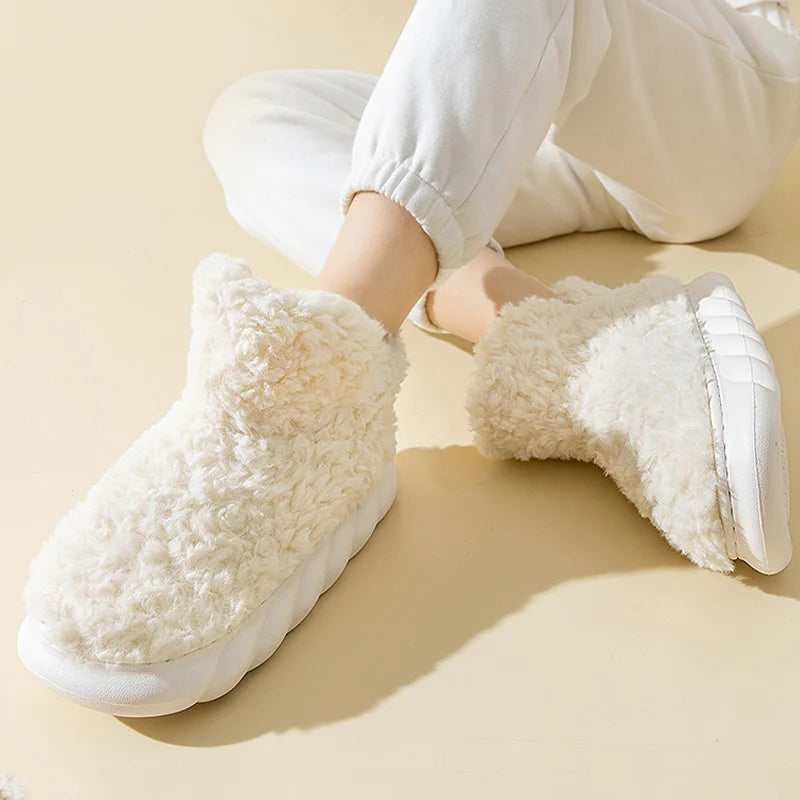 Winter Warm Shoes for Woman Men Indoor Slippers Soft Plush Couples Home Floor Snow Boots Anti-slip Female House Footwear