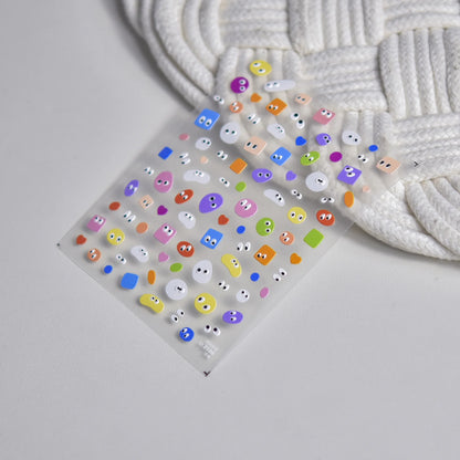 Collage Text English Letter Musical Note Star Graffiti Colorful 5D Love Heart Bowknot Nail Art Sticker Adhesive Manicure Decals