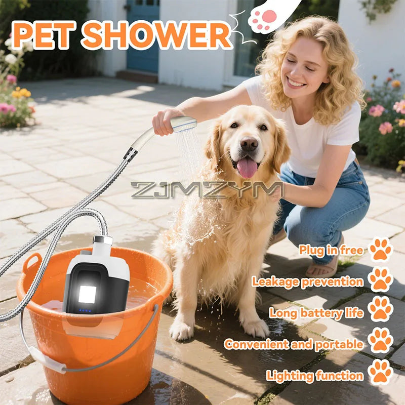 Electric Shower Pump Portable Rechargeable Waterproof Outdoor Camping Shower Kit With Light Booster Pump