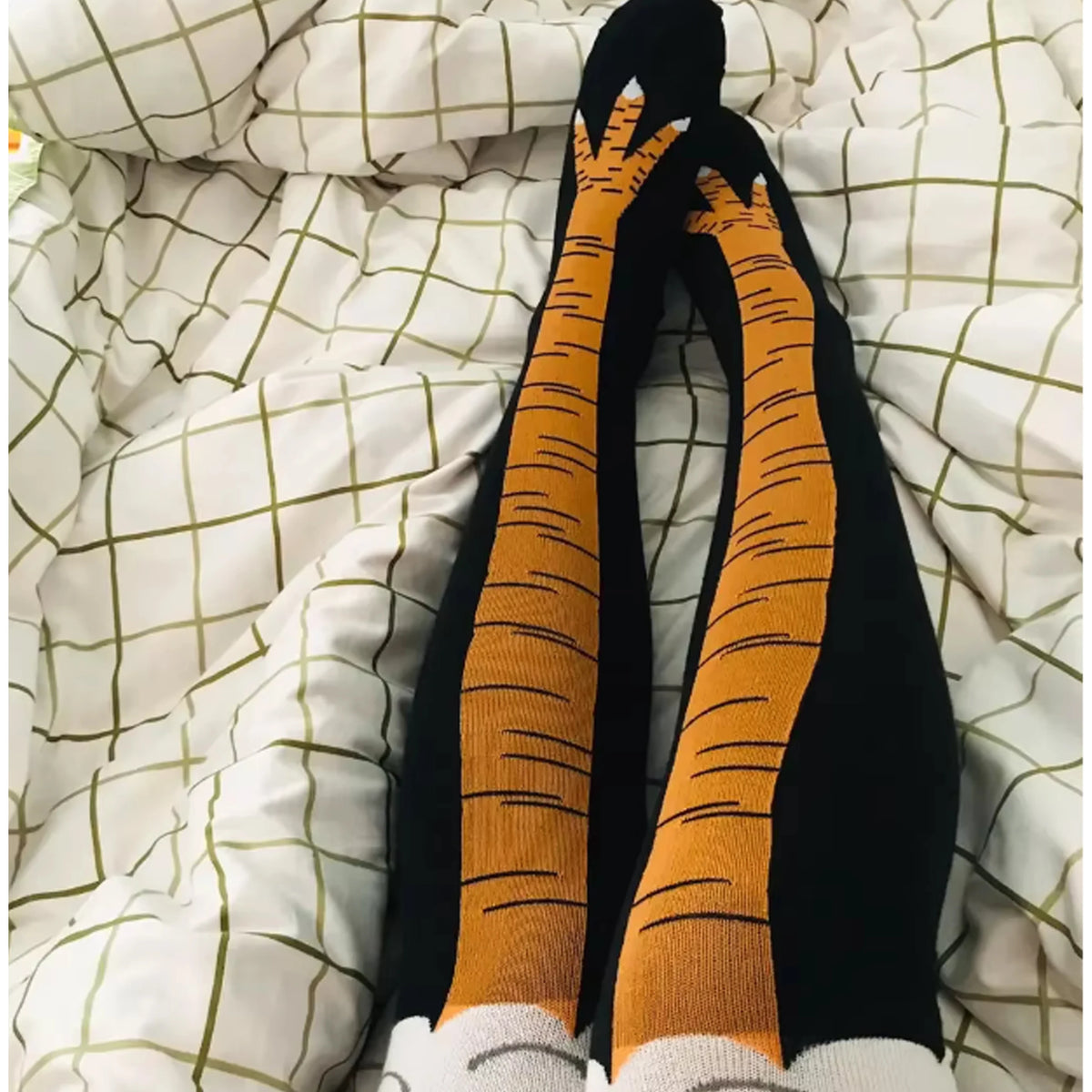 Men Funny 3D Chicken Socks Print Cartoon Cosplay High Flexibility Thigh High Sock Cotton Fashion Thin Toe Feet