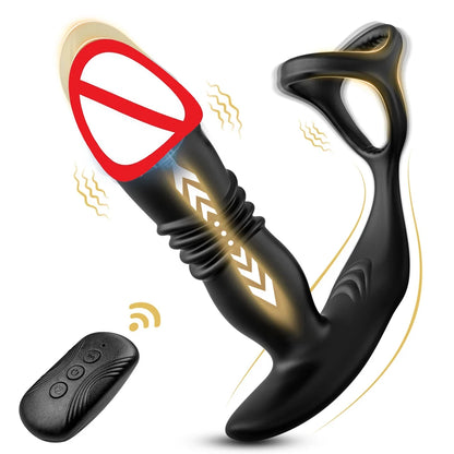 APP Control Male Thrusting Prostate Massager Anal Vibrator for Men Delay Ejaculation Penis Cock Ring Butt Plug Sex Toy for Adult