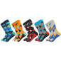 5 Pairs Novelty Men's Cotton Colorful Pattern Funny Fashion Happy Crew Dress Socks