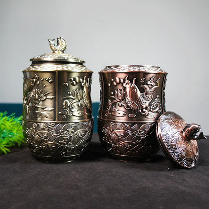 Pet Memorial Keepsake Container for Ashes Tea Canister Coffin Box for Human Ashes Metal Cremation Animal Urn Funeral Home Decor