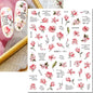 3d Nail Art Decals Elegant White RoyalBlue Roses Flowers Adhesive Sliders Nail Stickers Decoration For Nail Manicure