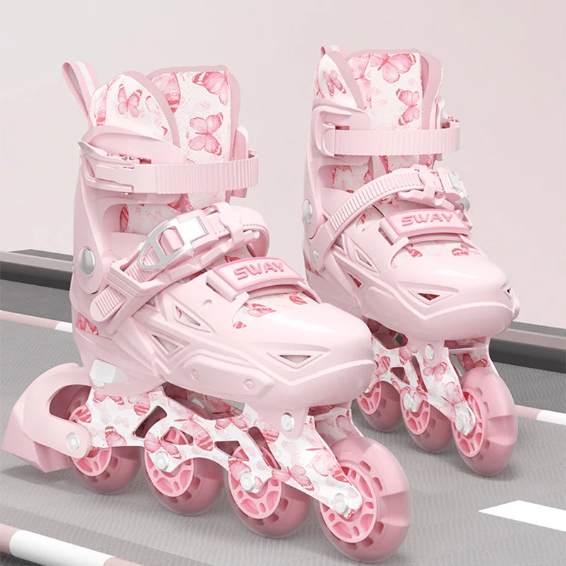 Szie 26-41 Adjustable Inline Roller Skate Shoes Flashing 4 Wheels Skates For Women Men Outdoor Skating Sneakers Boys Girls Gift