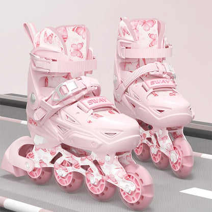 Szie 26-41 Adjustable Inline Roller Skate Shoes Flashing 4 Wheels Skates For Women Men Outdoor Skating Sneakers Boys Girls Gift