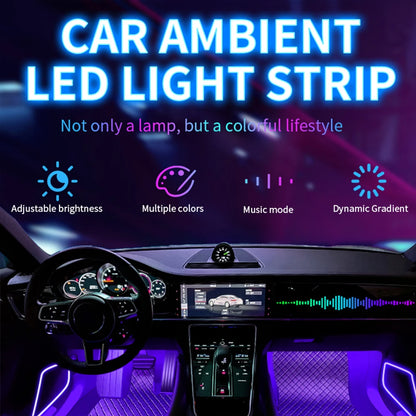 Car Interior Light Ambient Light with USB Cigarette Decorative Lamps RGB Car Footwell Light with Remote/Voice Control