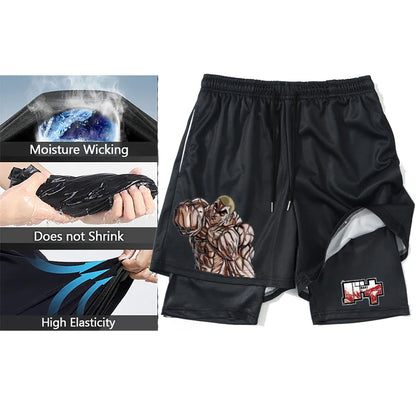 Anime 3D Printed Men's Compression Set short Sleeve Gym Top+Workout Shorts Quick Drying Breathble Athletics Rash Guard Set