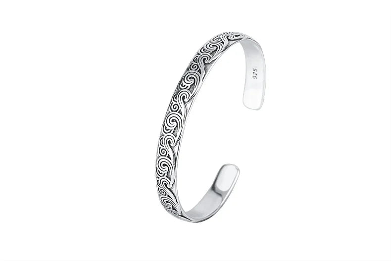 New Arrival Retro Wave Bracelets 925 Sterling Silver Jewelry Fashion Spray Personality Sweet Cloud Opening Bangles TYB116