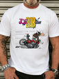 White T Shirt Joe Bar Team Motorcycle Cartoon Print for Men Casual Streetwear Fashion