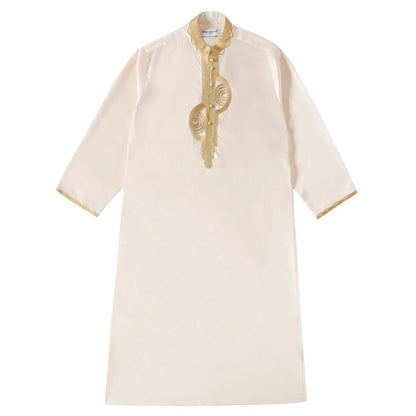 Muslim Men Clothing Kaftan Robes Long Sleeves Stand Collar Eid Thobe Kurta Arab Turkish Dress Dubai Islam Habit Ethnic Leisure