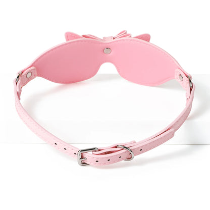 Adult Pink Bow Blindfold Sex Games PU Leather Fetish BDSM Eye Mask For Men Women 18+ Exotic Costumes Sexy Party Club Coslay Mask