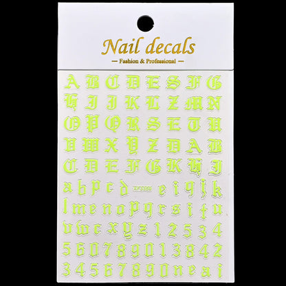 3D Glittery Gothic Letter Design Nail Art Stickers Uppercase Alphabet Letters Artistic Designs DIY Nail Art Decals Decoration #1