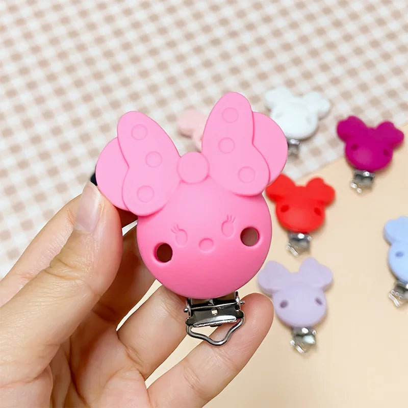 10pcs Silicone Cartoon Pacifier Clips Food Grade Silicone DIY Baby Teether Toy Necklace Pacifier Chain Dummy Clips