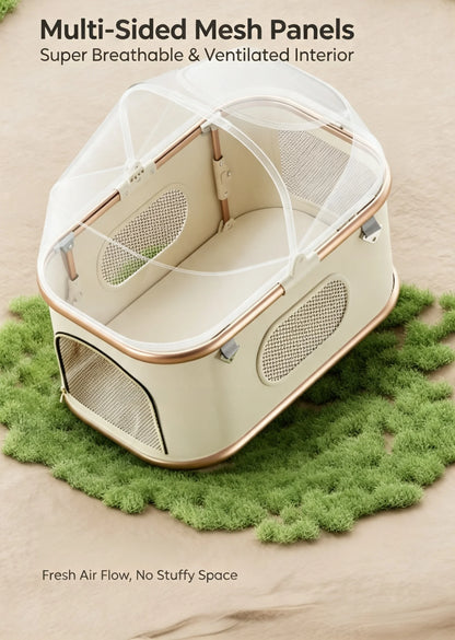 Aluminum Alloy Lightweight Pet Stroller Detachable Carrier One-Click Fold Shock Absorb Dog Cat Outdoor Travel Cart Wholesale