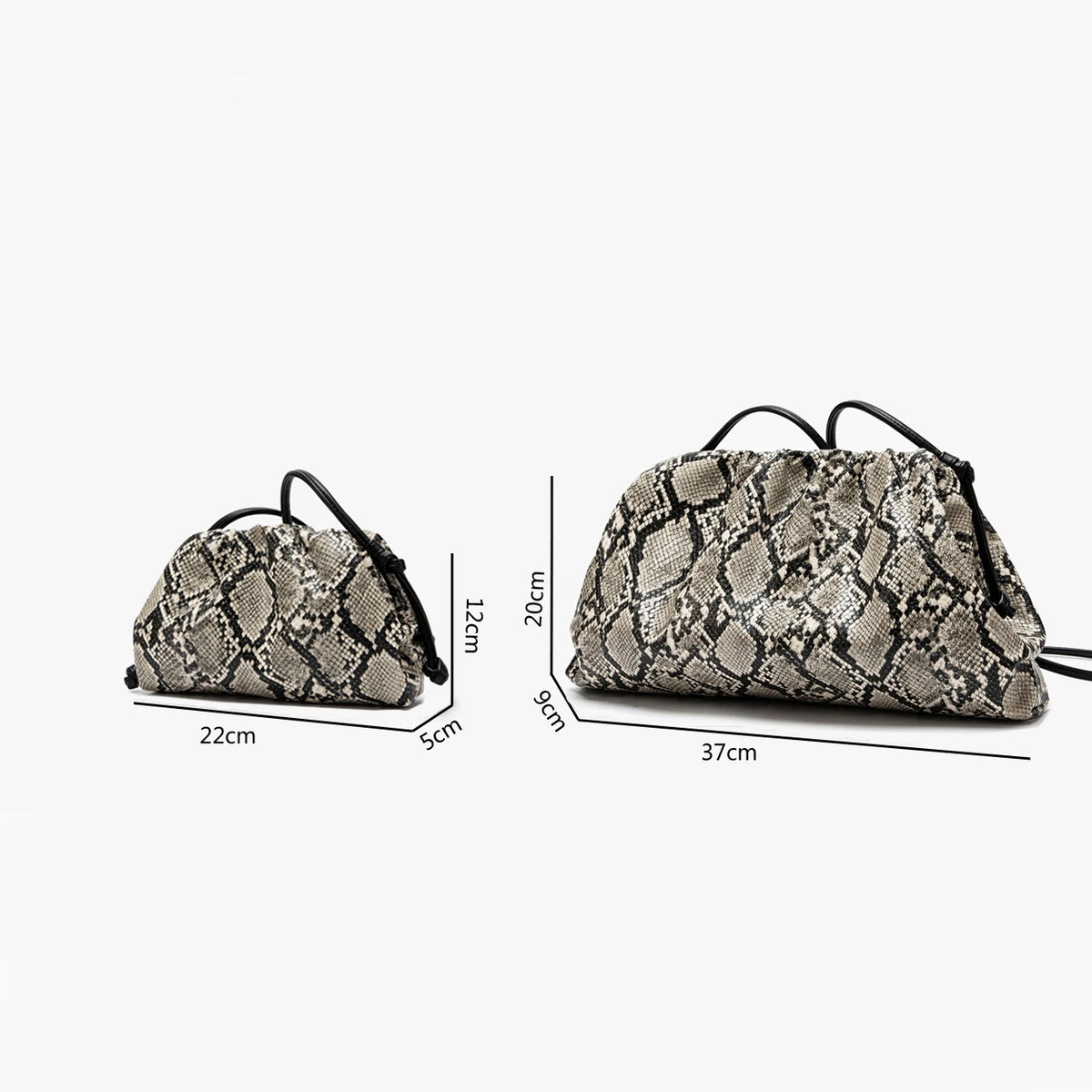 Ruched Serpentine Dumpling Bags for Women Pouch Handbag Cloud Clutch Snake Pattern Shoulder Crossbody Bag Luxury Designer Bag