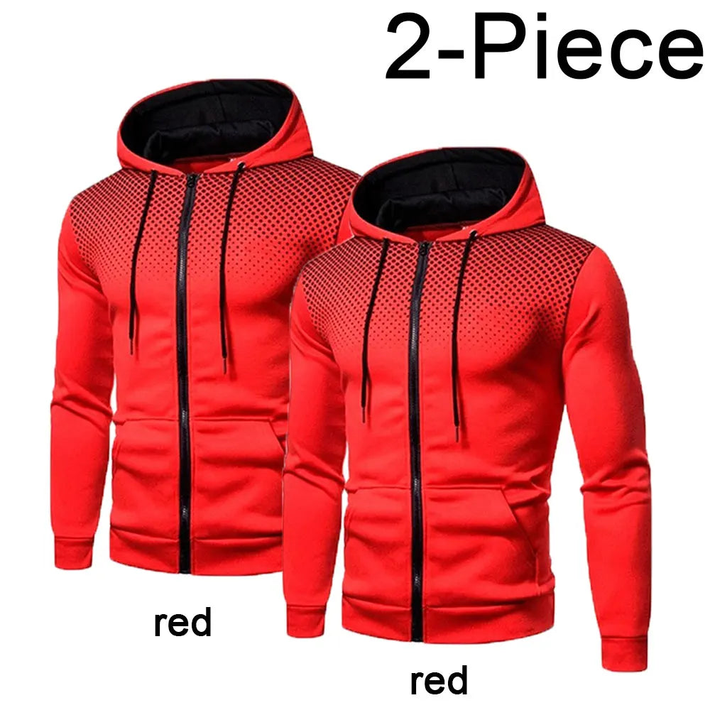 2023 Autumn and Winter New European and American Solid Color Fleece Sweater Pants Men's Casual Zipper Sports Hat Set