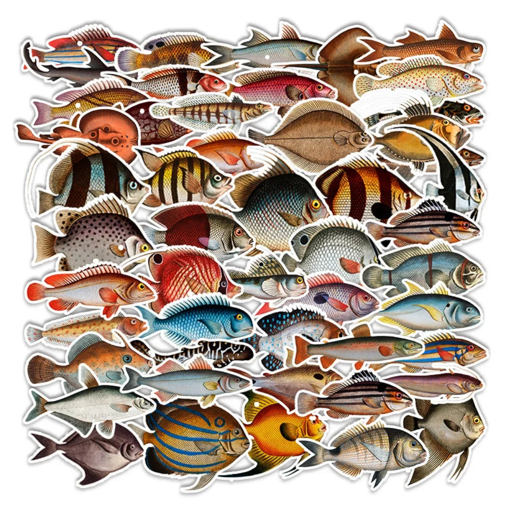 10/25/50pcs Sea Fish Ocean World Stickers Cartoon for DIY Scrapbook Stationery Water Bottle Phone Laptop Guitar Decal Toy