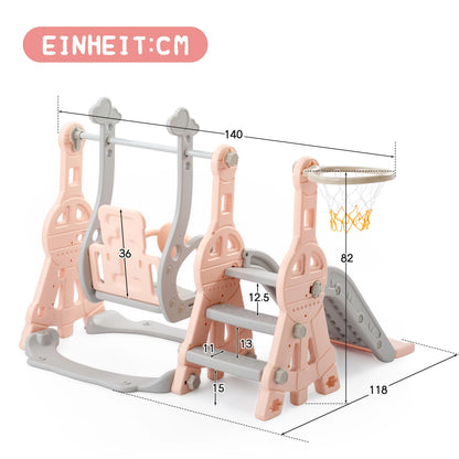 Rosahqnda 4-in-1 Children slide Indoor & Outdoor Outdoor Outdoor Playground for Toddlers Swing 1-6 Years