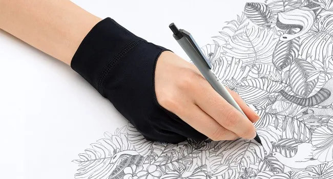 2-Finger Anti Touch Gloves for iPad/Drawing Tablet - Digital Art Glove w/Smooth Nylon Fiber | Prevent Smudges on Screen & Paper