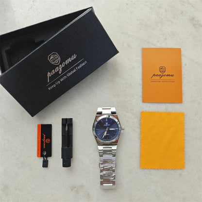 PAAZOMU Fashion Men's Quartz Watch Stainless Steel Waterproof Luminous Man Watch Chronograph Date Multifunction Watches For Men