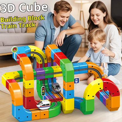 Electric Magnetic Track Set STEM Building Toy with Anti-Gravity Vehicles 100+ Pieces DIY Railway Model Creative Gift for Kids
