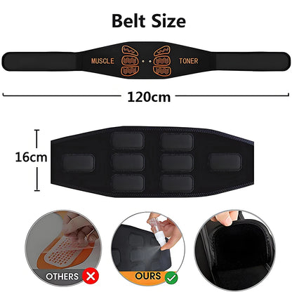 Abdominal Muscle Toner EMS Muscle Stimulator Electric Toning Belt Waist Trainer USB Recharge Body Weight Loss Fitness Massager