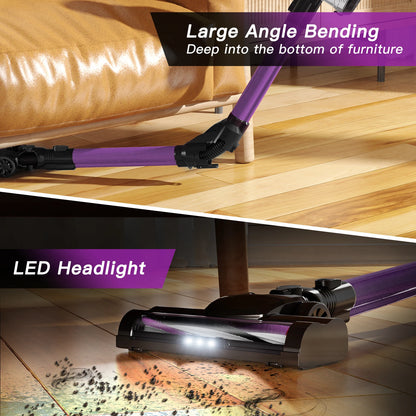 Cordless Vacuum Cleaner, 32KPA Househeld Stick Vacuum Cleaner With LED Lights, Foldable Tube, Washable Hepa Filtration, Self-standing, 4000mAh Battery, Multifunction Accessories, Lightweight Vacuum For Hardwood Floor Carpet P