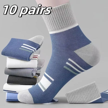 5 Pairs Socks MEN'S Mid-calf Spring and Autumn Sports Sweat Anti-odor MEN'S Socks Thin Sports Socks