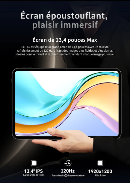 Teclast T65 Android 16 Tablet 13.4 inches 120Hz Max. 26GB RAM 256GB ROM T7280 8 cores 1920x1200 4G LTE 13MP + 5MP 10000mAh