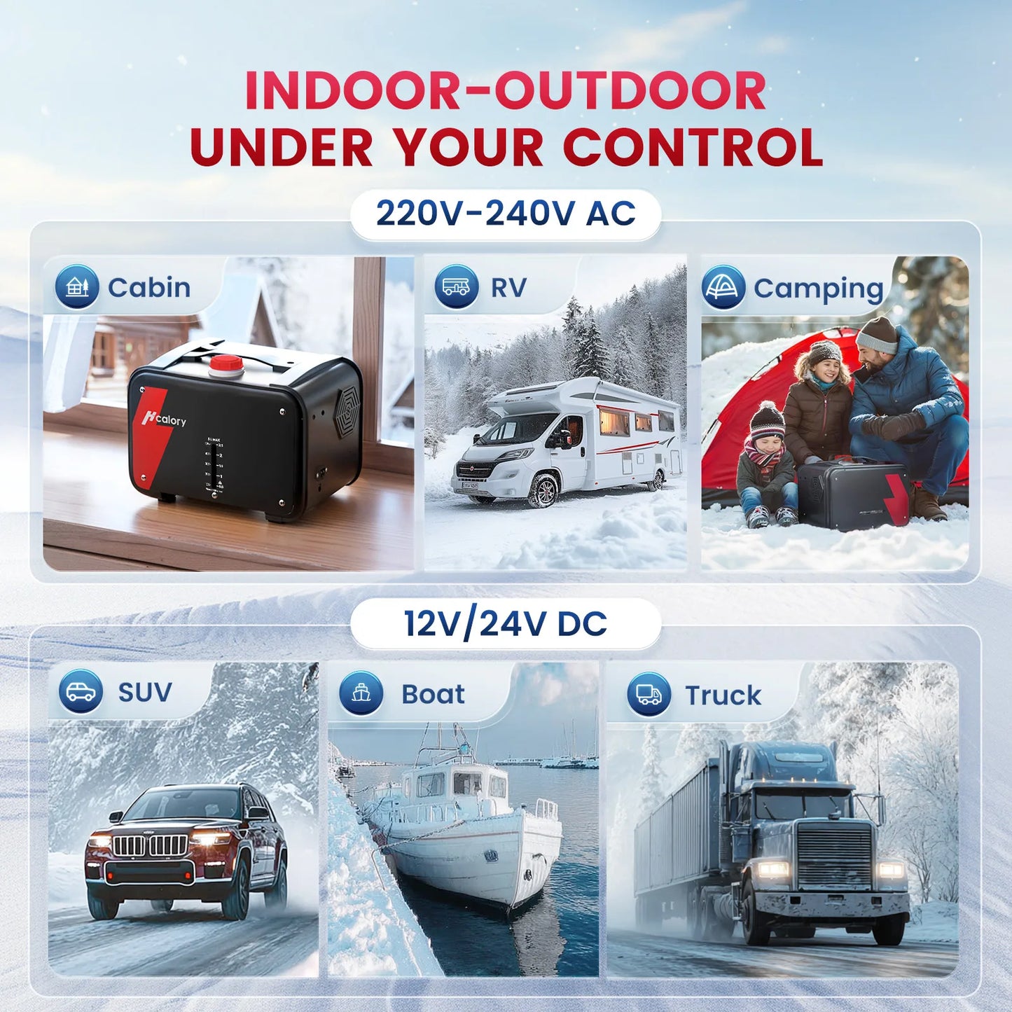 Hcalory HC1-H 8KW Diesel Air Heater 12V All in One Parking Heater with 1.5M Extension Cable Wire, Portable Diesel Heater with Auto Start Stop for Car Truck RV Camper Boat Indoor Outdoor Use