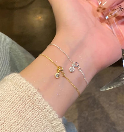 Dainty Flower Geometric Bracelet New High-End Minimalist Zircon Charm Blade Chain Women’s Bracelet Party Jewelry Gift