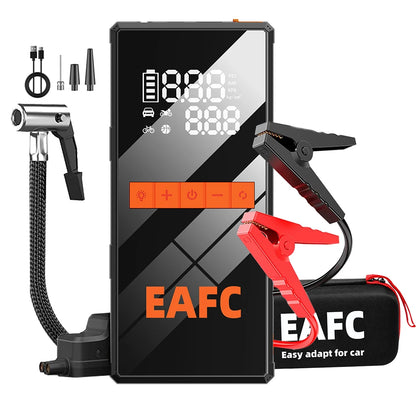 EAFC 1200A Car Jump Starter Air Pump Portable 2 in 1 Air Compressor Multi-function Tire Inflator Auto Portable Battery Starter