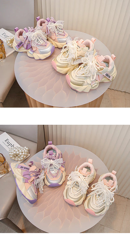 Autumn Sneakers For Kids Korean Style Trend Fashion Girl's Sneakers Soft-soled Breathable Teenager Children Sport Shoes