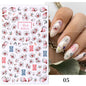Black and White Love Flowers Line Art 3D Stickers Nail Decals Nail Art Accessories Butterfly Rose Nail Stickers Nail Sliders