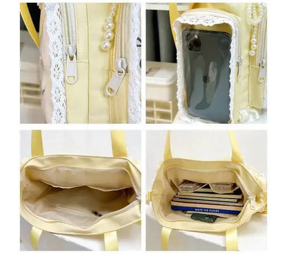 New Y2K Cute Japanese Ita Bag Lolita Girl Transparent Shoulder Tote Bag Large Capacity Crossbody Casual Bag DIY Display Handbags