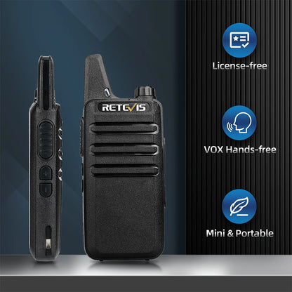 Retevis RT622 Mini Walkie Talkie 4 Pcs Walkie-talkies PMR446 FRS Portable Two Way Radio Communication Radio for Restaurant Hotel