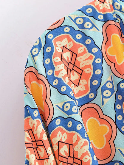 Boho Queens Vintage Peacock Floral Print Sashes Beach Kimono Women Bohemian Wrap Batwing Sleeves Holiday Bikini Cover-ups