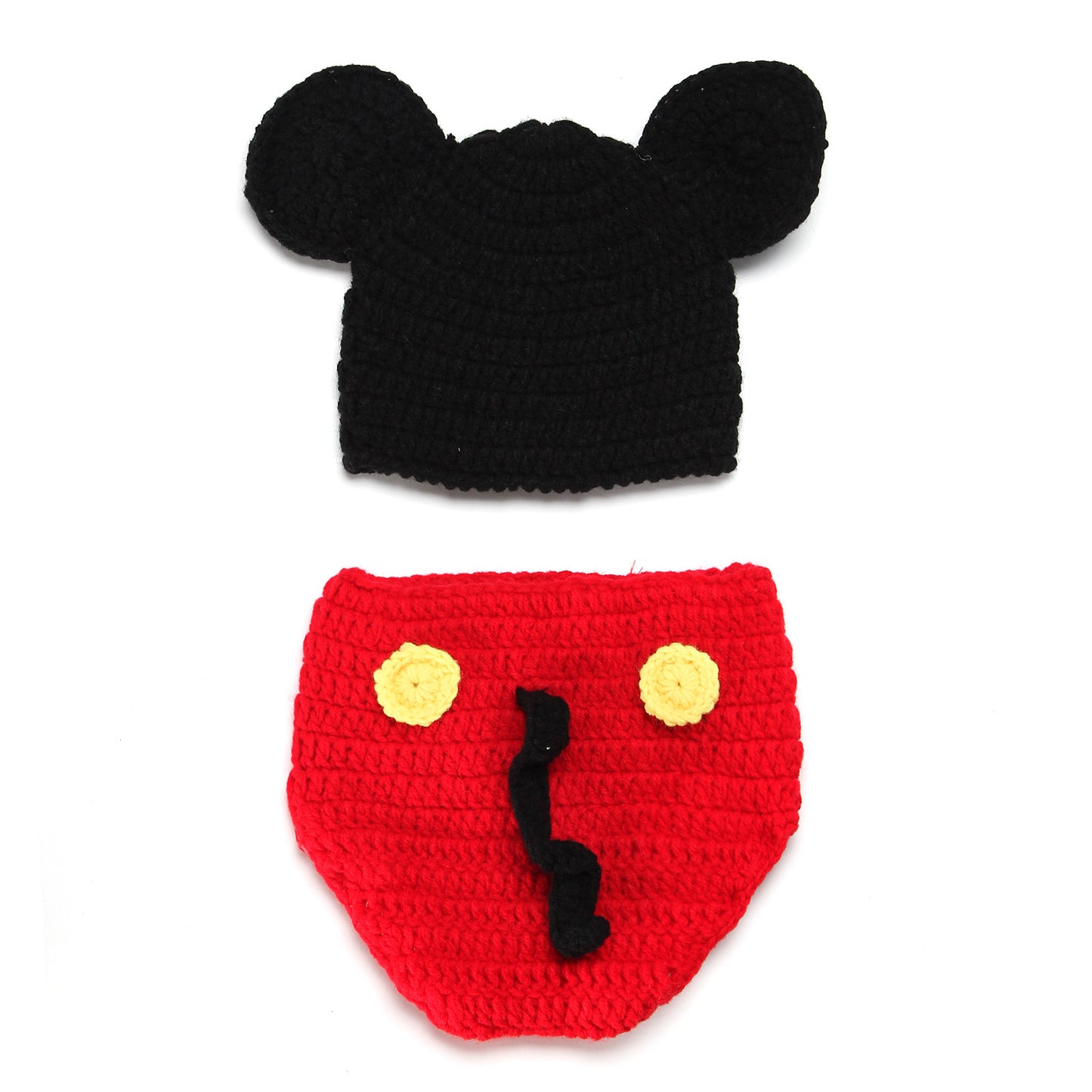 3PCS/set Animal Baby Crochet Newborn Photography Props Handmade Knit Mickey Costume Outfit Baby Chrismas Halloween Gift